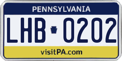 PA license plate LHB0202