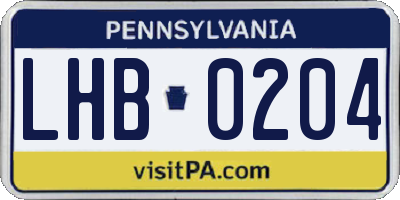 PA license plate LHB0204
