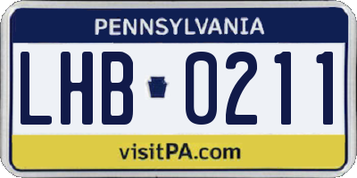 PA license plate LHB0211
