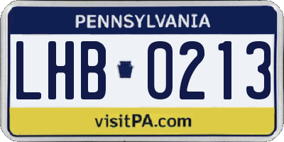 PA license plate LHB0213