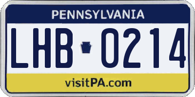 PA license plate LHB0214