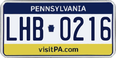 PA license plate LHB0216