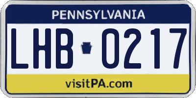 PA license plate LHB0217