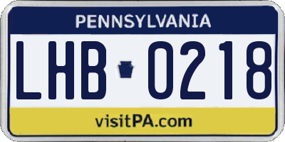 PA license plate LHB0218