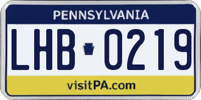 PA license plate LHB0219