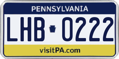 PA license plate LHB0222