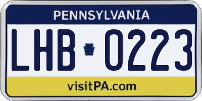 PA license plate LHB0223