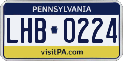 PA license plate LHB0224