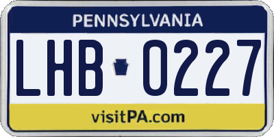 PA license plate LHB0227