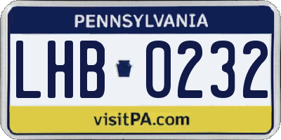 PA license plate LHB0232