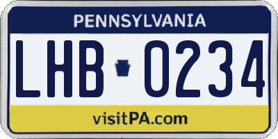 PA license plate LHB0234