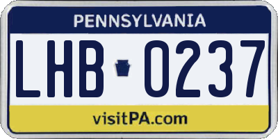 PA license plate LHB0237