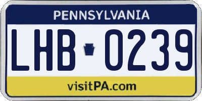 PA license plate LHB0239
