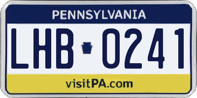 PA license plate LHB0241