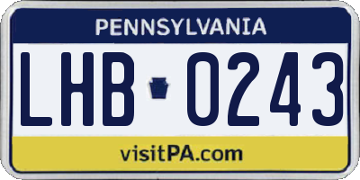 PA license plate LHB0243