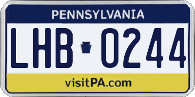 PA license plate LHB0244
