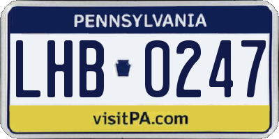 PA license plate LHB0247