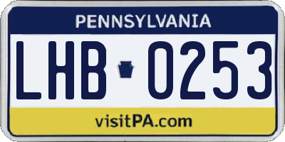 PA license plate LHB0253