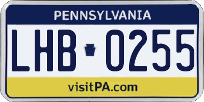 PA license plate LHB0255
