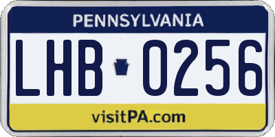 PA license plate LHB0256