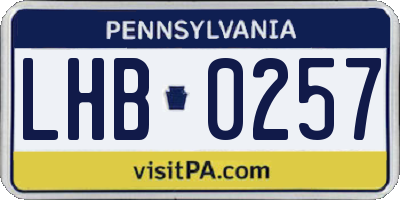 PA license plate LHB0257