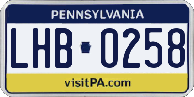 PA license plate LHB0258
