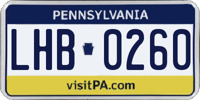 PA license plate LHB0260