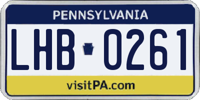 PA license plate LHB0261