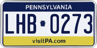 PA license plate LHB0273