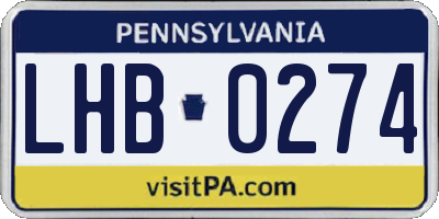 PA license plate LHB0274