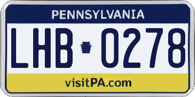 PA license plate LHB0278