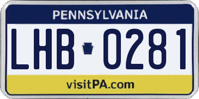 PA license plate LHB0281