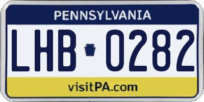 PA license plate LHB0282