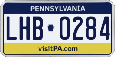 PA license plate LHB0284