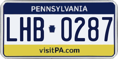 PA license plate LHB0287
