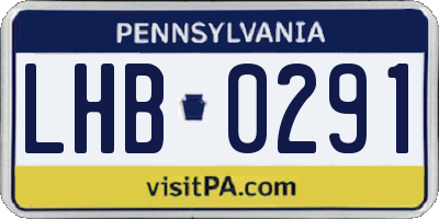PA license plate LHB0291