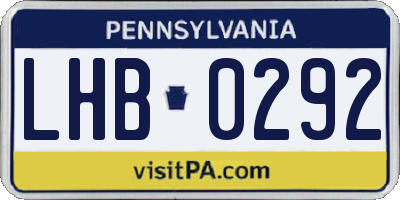PA license plate LHB0292