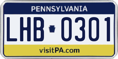 PA license plate LHB0301
