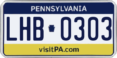 PA license plate LHB0303