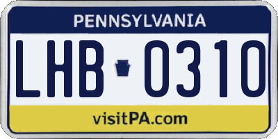 PA license plate LHB0310