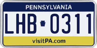 PA license plate LHB0311