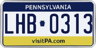 PA license plate LHB0313