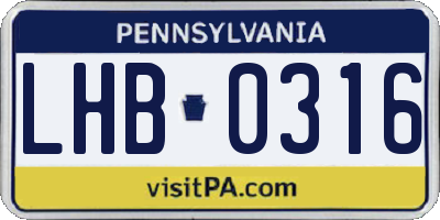 PA license plate LHB0316
