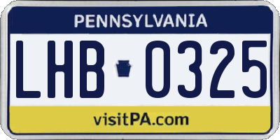 PA license plate LHB0325