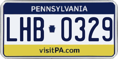 PA license plate LHB0329