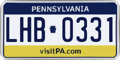 PA license plate LHB0331