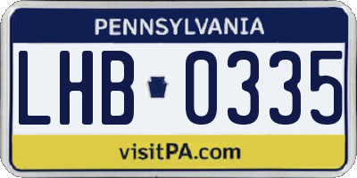 PA license plate LHB0335