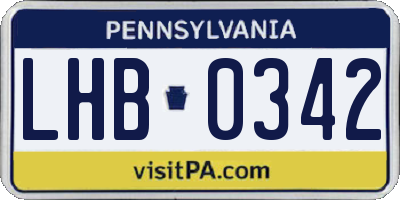 PA license plate LHB0342