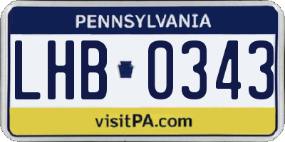 PA license plate LHB0343
