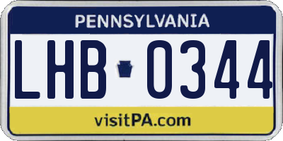 PA license plate LHB0344